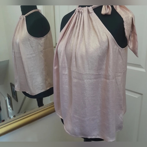 Pink shimmer sleevless tie top Size 16 - Picture 4 of 5